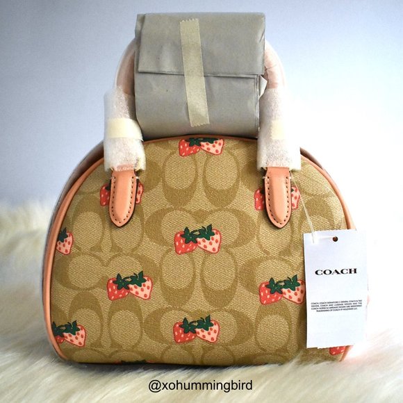 Coach | Sydney Satchel In Signature Canvas With Strawberry Print - Picture 9 of 13